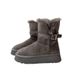 Warm Gray Boots For Women 2024 Winter New Thick Sole Height Increasing Fleece Lined Thickened Long Snow Cotton Shoes_vogvips.com