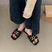 Women's Plus Size Flat Slippers Lightweight Stylish Chain Design Square Toe Casual Outdoor Sandals_vogvips.com