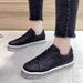Large Size Single Shoe Rhinestone Silver Glossy Lace Up Casual Flat Bottomed Women's Board Shoes_vogvips.com