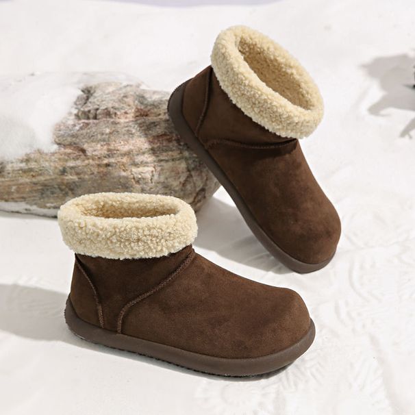Ugly Cute Big Head Fluffy Boots Snow Boots Women's Thickened Velvet Short Tube Warm Bread Cotton Shoes_vogvips.com