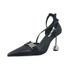 Huidong Women's Shoes Wholesale Pointed Toe High Heels 2021 New Summer Hollow Black Irregular Heel One-Piece_vogvips.com