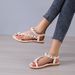 2025 New Large Size Women's Flat Foreign Trade, Bohemian Floral Sandals With Toe Clips And Elastic Straps, Casual Shoes_vogvips.com