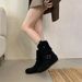 Inner Height Increase Versatile Slouch For Women 2025 Autumn Winter New Thick Sole Round Toe Suede Short Boots_vogvips.com
