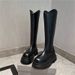 Women's Martin Autumn Winter Fleece Lined Thick Sole Platform Slimming Stretch Over-the-Knee Long Motorcycle Rider Boots_vogvips.com