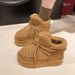 Thick Sole Cross Strap 2025 Winter New Cotton Shoes With Fleece Lining, Thickened And Warm Short Boots, Slip-On Sheep_vogvips.com