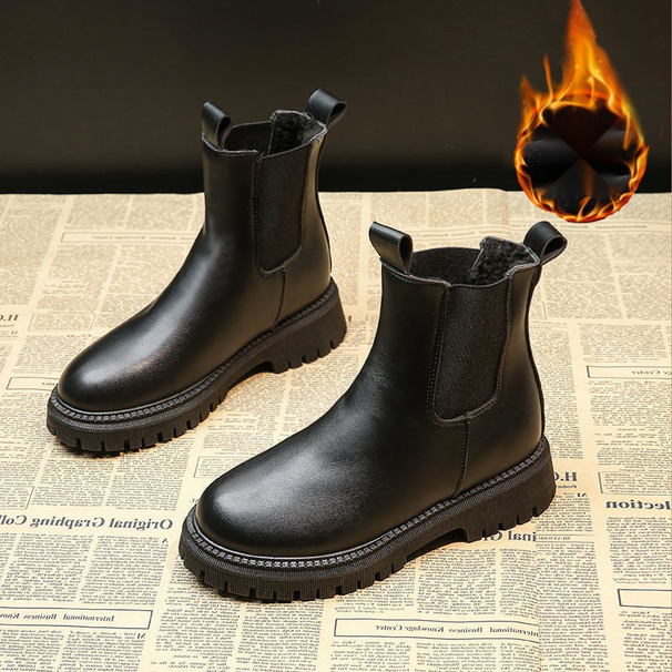 Martin Women's Shoes 2024 British Style New Chimney Autumn And Winter Velvet Short Boots_vogvips.com