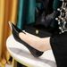 Women's Elegant Pointed Toe Mid Heel Party Shoes With Metallic Accents & Glitter Fabric, Snake Print Design, Sizes 34-40_vogvips.com