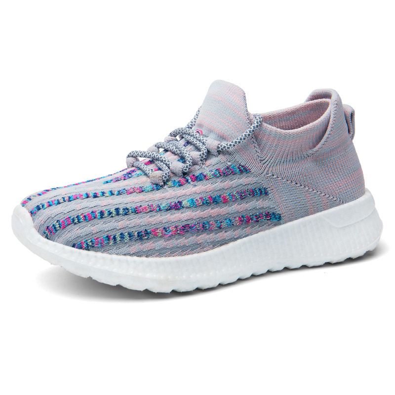 Men's New Sports Flying Woven Socks, Men's Casual Running Shoes, Fluorescent Popcorn Couple Shoes_vogvips.com