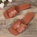 Plus Size Women's Trendy Knitted Flat Bottom Casual Couple Beach Shoes Summer Outerwear Comfortable Sandals For Women_vogvips.com