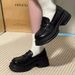 Plus Size Women S Black Leather British Style JK Uniform Single Shoes Height Increasing Thick Sole Loafers_vogvips.com