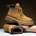 European Warm Series 2025 Winter Martin Men High Top Autumn Men's Fleece Lined Cotton Shoes Trendy Work Boots Yellow Short_vogvips.com