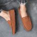 Fashion Suede Leather Men Casual Shoes Comfortable Man Loafers Lightweight Lazy Boat Shoes Breathable Slip On Man Driving Shoes_vogvips.com
