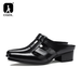 Men Half Slipper 5CM High Heels Slid Luxury Loafers Fashion Zapatillas Hombre Casual Sho Sapato Social Masculino_vogvips.com
