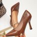 Brown Pointed Stiletto High Heels Women's Patent Leather Texture Elegant Single Shoes Fashion Commuter Shoes Banquet Dress Shoes_vogvips.com