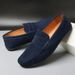 Men's Leather Slip-On Casual Square Toe Flat Shoes Red Size 40 48 Export Style_vogvips.com