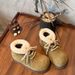 4cm Height Increase Round Toe Snow Boots For Women With Turn-down Collar Lace-up, Cute And Ugly Short Boots,_vogvips.com