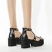 Women’s Shoes New Open Toe Metal Ring Hollow High Heeled Sandals Thick Soled Roman Shoes Trendy Height Enhancing Women's Shoes_vogvips.com