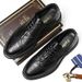 Euro Step Men's 2025 New Winter Fleece-Lined Warm Business Formal Genuine Leather Brogue Wedding Shoes Men_vogvips.com