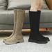 Over-the-Knee Suede For Women, Autumn And Winter New Style, Fleece-Lined, Thickened High Boots, Chunky Heel, Thick Sole,_vogvips.com