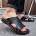 Large Size 48 One Word Slippers For Men To Wear At Home, Open Toe Sandals, Wading Beach S, Cowhide Slippers, Men's_vogvips.com