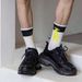 5/10/20 Pairs Men Color Blocked Round Neck Mid Tube Sweat Wicking Breathable All Season Basketball Sports Casual Socks_vogvips.com
