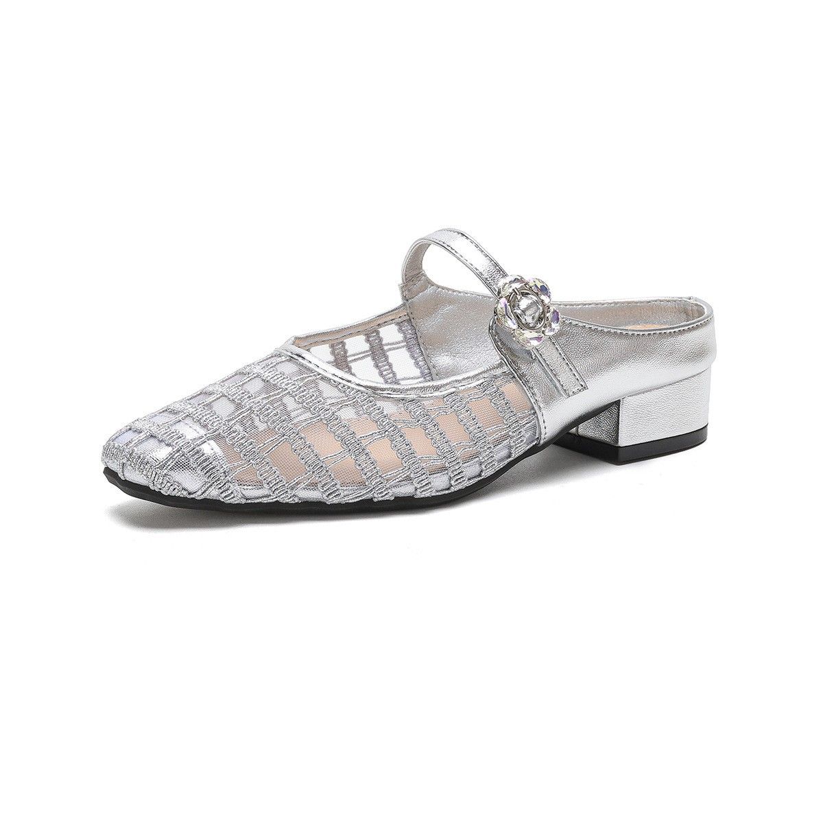 Women's Summer Open-Toe Mules 2026 New French Style Chic Comfortable Mary Jane Chunky Heel Sandals For Outdoors_vogvips.com