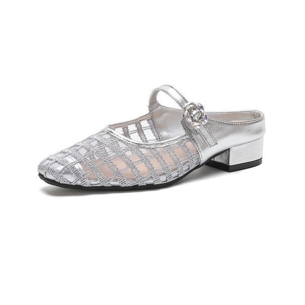 Women's Summer Open-Toe Mules 2026 New French Style Chic Comfortable Mary Jane Chunky Heel Sandals For Outdoors_vogvips.com