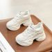 2025 Spring Women's New Style Internal Height Increase Casual Dad White Wedge Platform Thick Sole Mesh Single Shoes With_vogvips.com