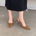 2023 Spring New Pointed Stiletto Mid Heel Single Open Back Closed Toe Sandals High Heels Green Women's Shoes_vogvips.com