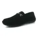 Mens Black Suede Loafers With Metal Buckle Slip On Casual Shoes_vogvips.com