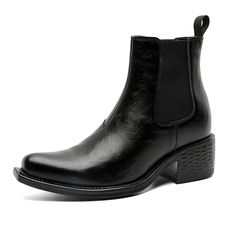 Vintage Martin Boots Pointed Toe Foot Thick Sole Heightening Short Boots Upturned Chelsea Boots_vogvips.com