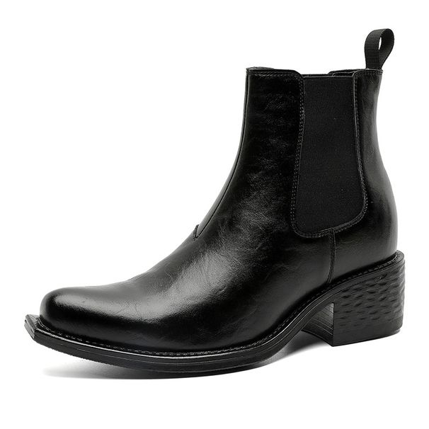 Vintage Martin Boots Pointed Toe Foot Thick Sole Heightening Short Boots Upturned Chelsea Boots_vogvips.com
