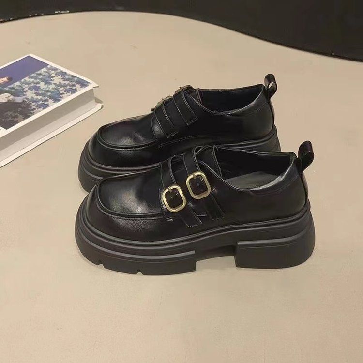 Platform Small Leather Shoes Women's Muffin Loafers Commuter Work Shoes_vogvips.com