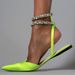 Women's Satin Pointed Toe Flat Sandals 42 Size Spring Autumn New Style Buckle Closure Comfortable Bottom For Casual Wear_vogvips.com