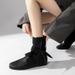 Niche Design Bow Tie Ankle Boots Women's Skinny Boots Flat Boots Short Tube Slim Strap Martin Boots Women_vogvips.com