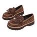 European And American Cross-border Women's Loafers, Size, New Style With Bow, Thick-soled Platform, British Style,_vogvips.com