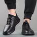 Men's Spring New Casual Business Versatile Fashion Trend Cushion Elastic Black Sports Leather Shoes_vogvips.com