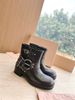 Cowboy Metal Buckle Ankle Boots 2023 Women's New Spring Summer Genuine Leather Mid Heel Slip-On Trend_vogvips.com