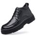 European Warm Series Martin Autumn British Style High Top Ankle Casual Work Thick Sole Leather Men's Fleece Lined Cotton Boots_vogvips.com