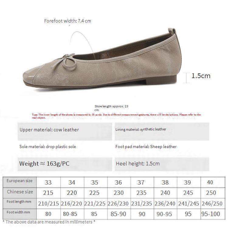 Cameido Women's Casual Shoes - Beige Leather Square Toe 1CM Height 0.5" Sole With Non-Slip Drip Coating_vogvips.com