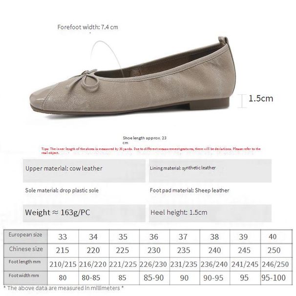 Cameido Women's Casual Shoes - Beige Leather Square Toe 1CM Height 0.5" Sole With Non-Slip Drip Coating_vogvips.com