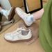 Women's Round Toe Color Block Casual Sneakers Lace Up German Training White Shoes For Autumn And Winter_vogvips.com