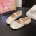 Vintage Round Head Grandma Shoes Women's Fashion Pleated One-word Buckle Mary Jane Single Shoes_vogvips.com