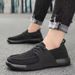 Men's Spring Summer New Fashion Casual Sneakers Breathable Mesh Flyknit Slip-On Thin Style Board Shoes_vogvips.com