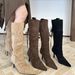 Pointed Toe Western Cowboy 2025 New Over-the-Knee Long Versatile Slouch Lace-Up High Boots_vogvips.com