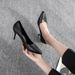 MTX 357-8 Flight Attendant High Heel Women 2025 New Pointed Toe Stiletto Profeional Single Work Formal Black Leather_vogvips.com