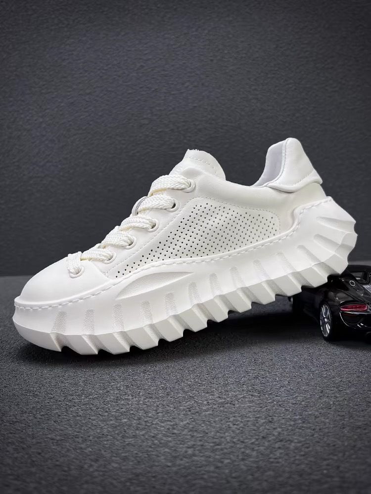 Euro Step Men's Shoes 2025 Spring New Thick-Soled Height-Increasing Sports Casual Sneakers Versatile White Trendy Fashion_vogvips.com