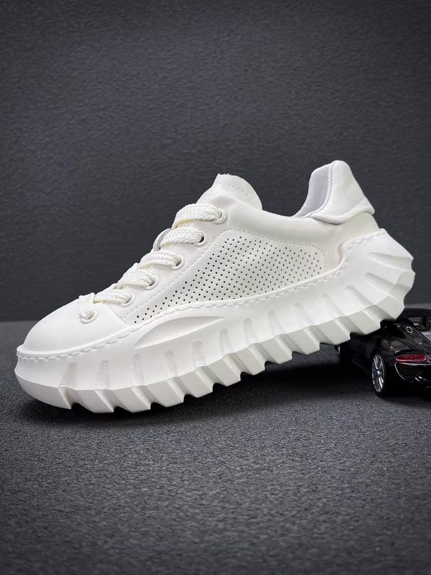 Euro Step Men's Shoes 2025 Spring New Thick-Soled Height-Increasing Sports Casual Sneakers Versatile White Trendy Fashion_vogvips.com