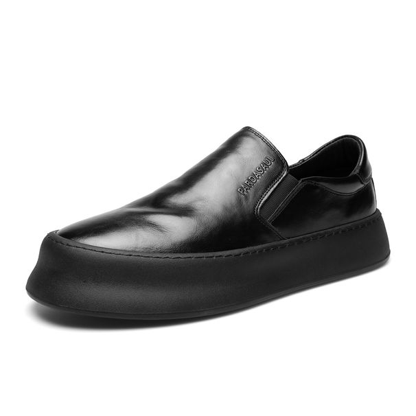 Euro Step Men's Genuine Leather Loafers 2025 New Slip-On Black Casual Lightweight Lazy Shoes_vogvips.com