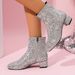 2025 Autumn/Winter New Coarse Heel Middle Heel Short Boots For Women Cross Border Large Size Glitter Glitter Round Head Coarse Heel Martin Boots_vogvips.com
